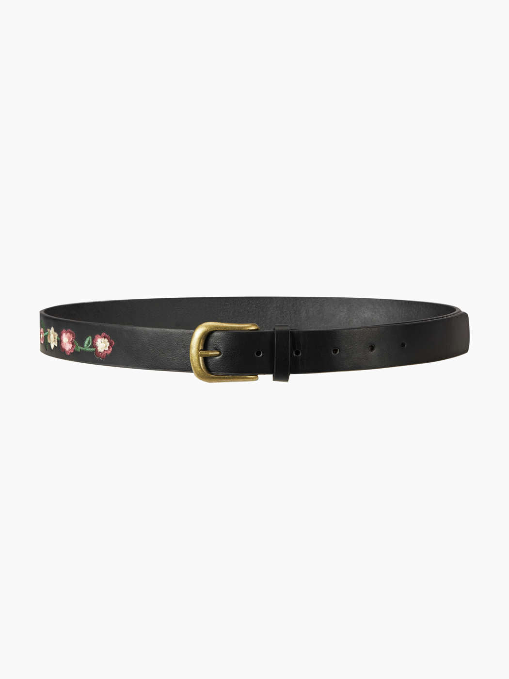 Flower Embroidery Black Faux Leather Buckle Belt Koda Fashion & Decor