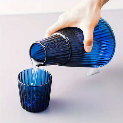 Vintage Ribbed Heat-Resistant Glass Water Pitcher - 1L