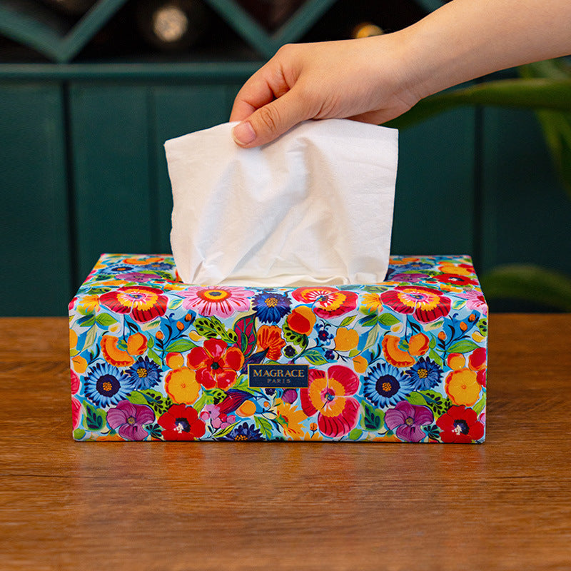 Magrace Paris Leather Decorative Country Style Floral Tissue Box Cover Shop name