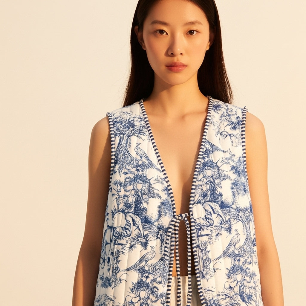 Wildlife Blue Patchwork Vest - Koda Store - Free Shipping