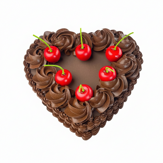Heart Shaped Faux Cake Decor – Chocolate Cherry Artificial Cake Prop