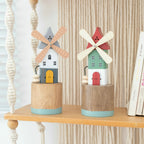 Whimsical Wooden Windmill Tabletop Decor 20cm