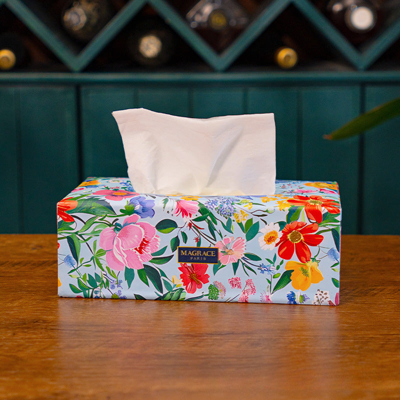 Magrace Paris Leather Decorative Country Style Floral Tissue Box Cover - KODA STORE | Fashion x Homewares