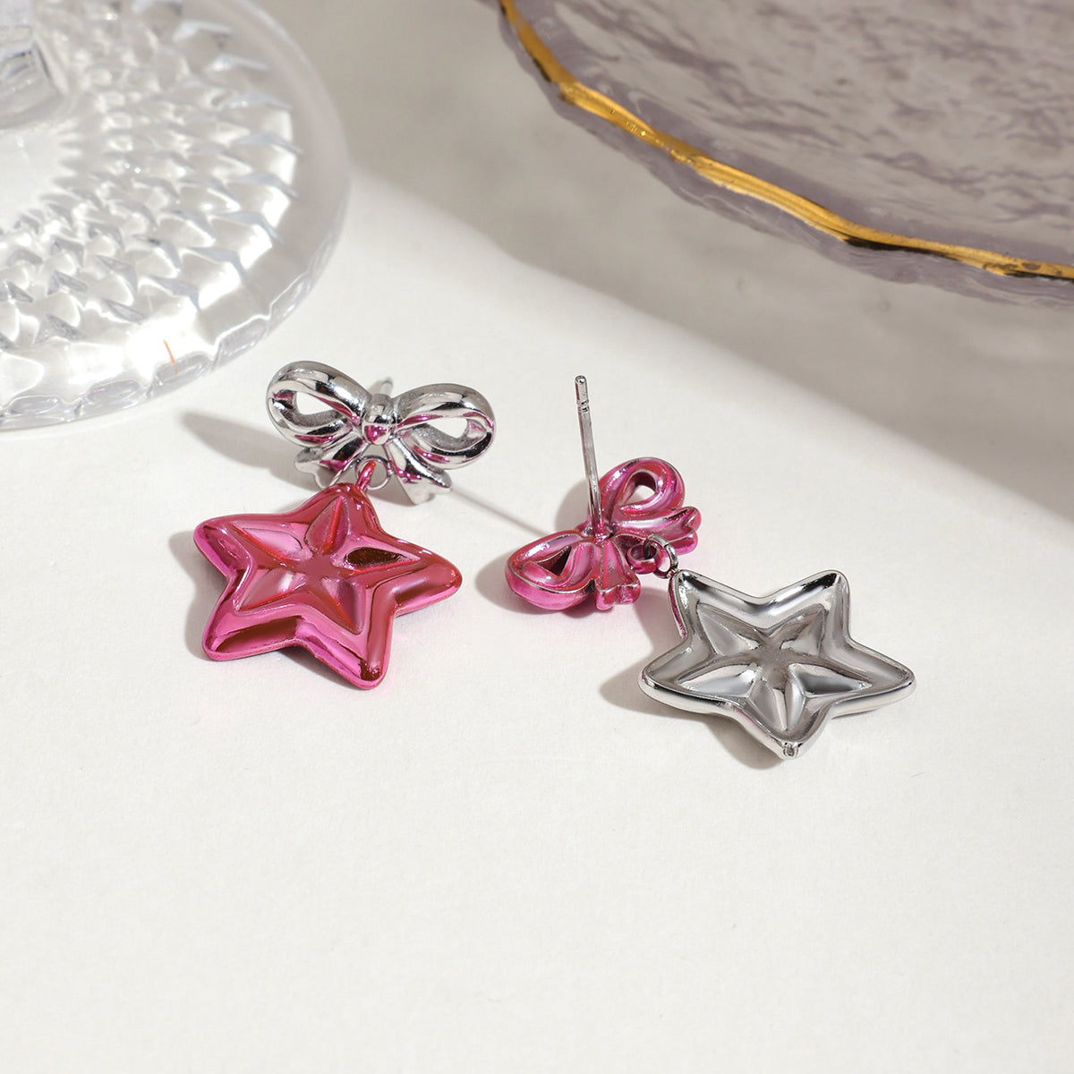 Lacey Bow Star Stud Earrings Shop name