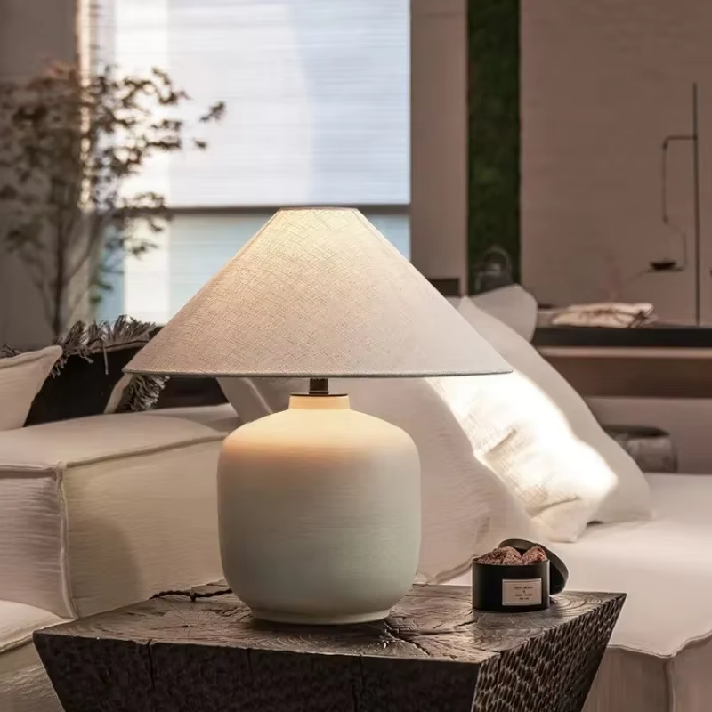 Wabi Sabi Linen & Ceramic Table Lamp