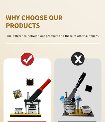 50*50mm Square Custom Photo Magnet Maker Kit - Press Push  Machine, Cutter & 100 Acrylic Pieces Set