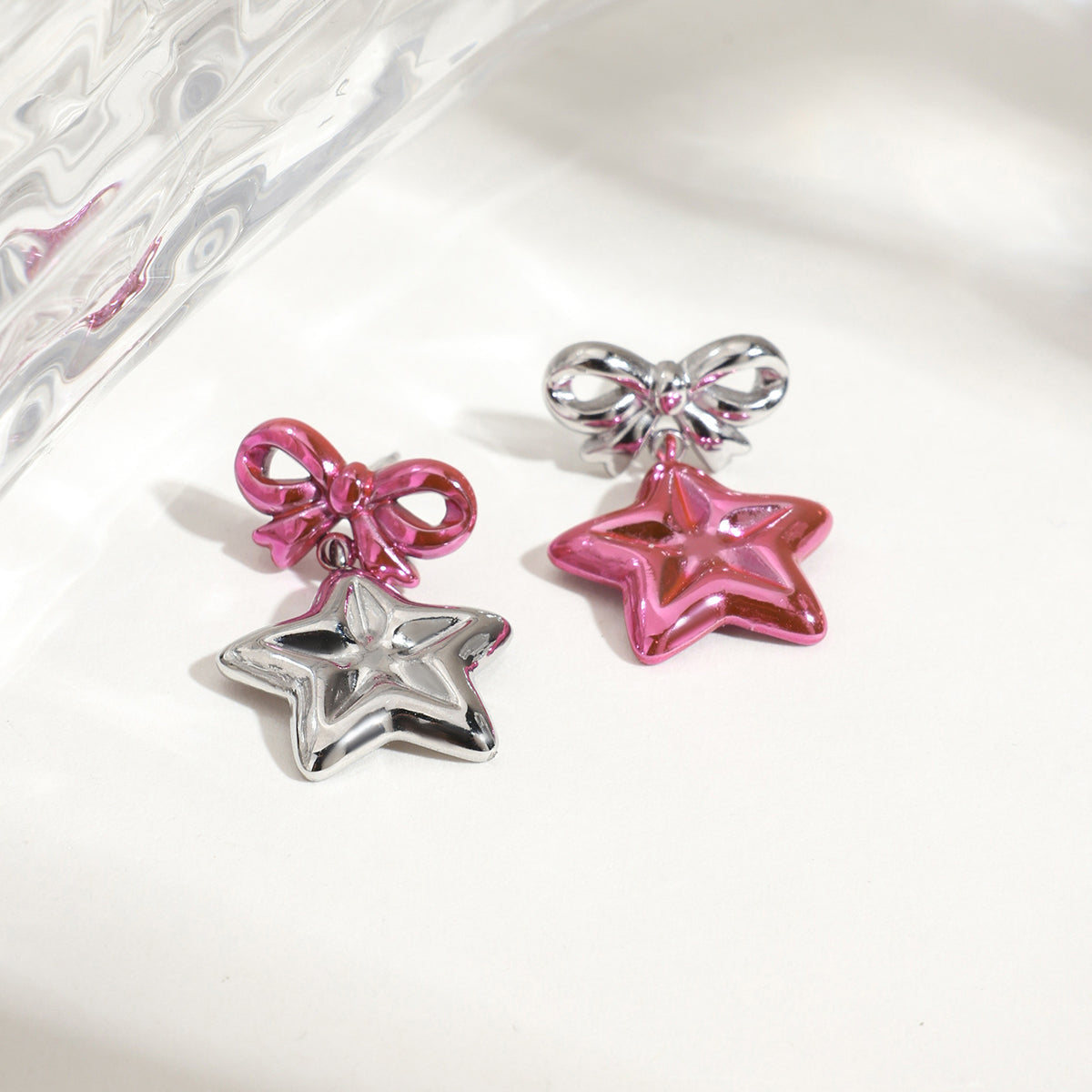 Lacey Bow Star Stud Earrings Shop name
