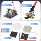 50*50mm Square Custom Photo Magnet Maker Kit - Press Push  Machine, Cutter & 100 Acrylic Pieces Set