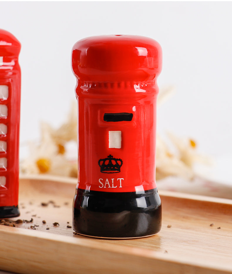 Iconic Red London Telephone Box & Postbox - Ceramic Salt & Pepper Shaker Set