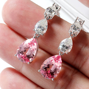 Pink Cultivated Diamond Long Tassel 100% S925 Sterling Silver Moissanite Drop Earrings 16.98ct