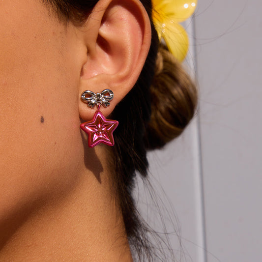 Lacey Bow Star Stud Earrings Shop name