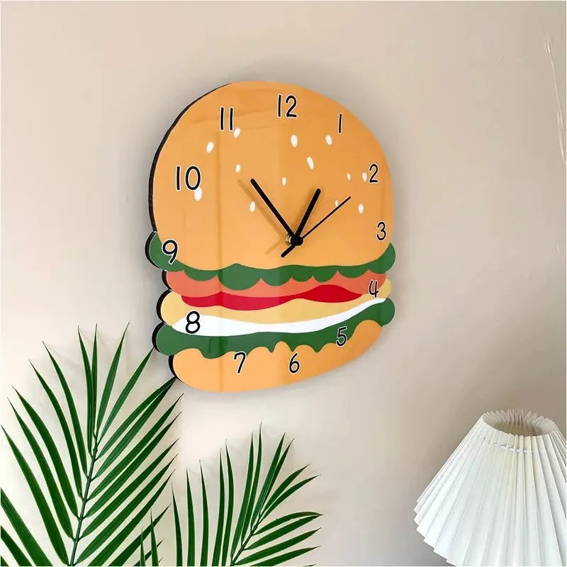 Hamburger Wall Clock Shop name