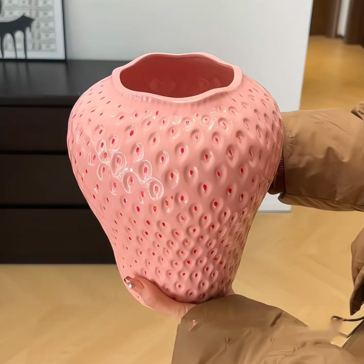 Ceramic Strawberry Flower Vase - Pink Shop name