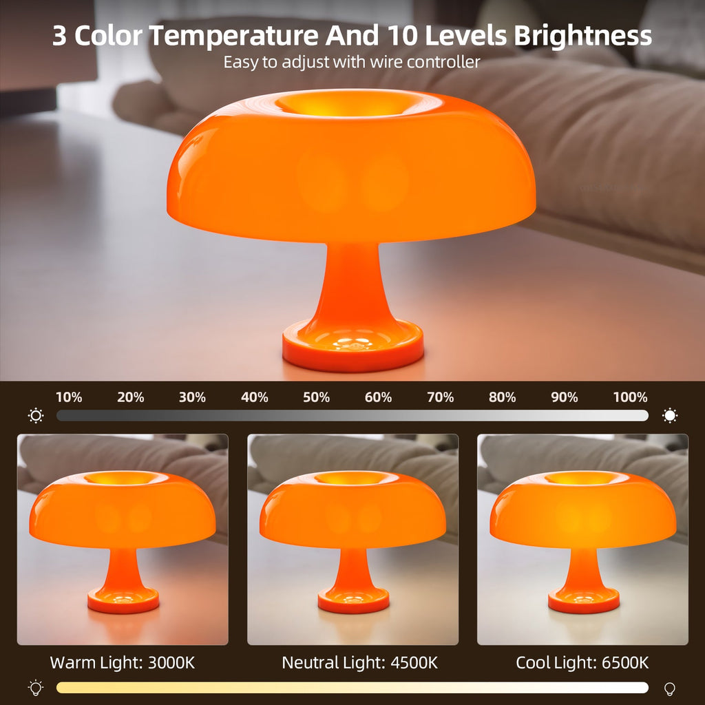 Nesso Replica Art Deco Mushroom Lamp - Orange | Dimmable Koda Store Australia