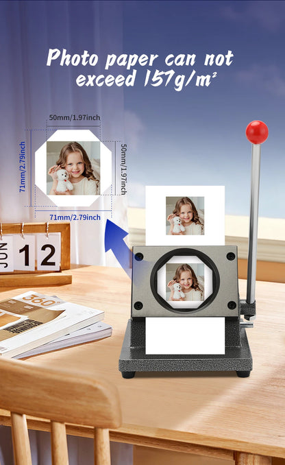 50*50mm Square Custom Photo Magnet Maker Kit - Press Push  Machine, Cutter & 100 Acrylic Pieces Set