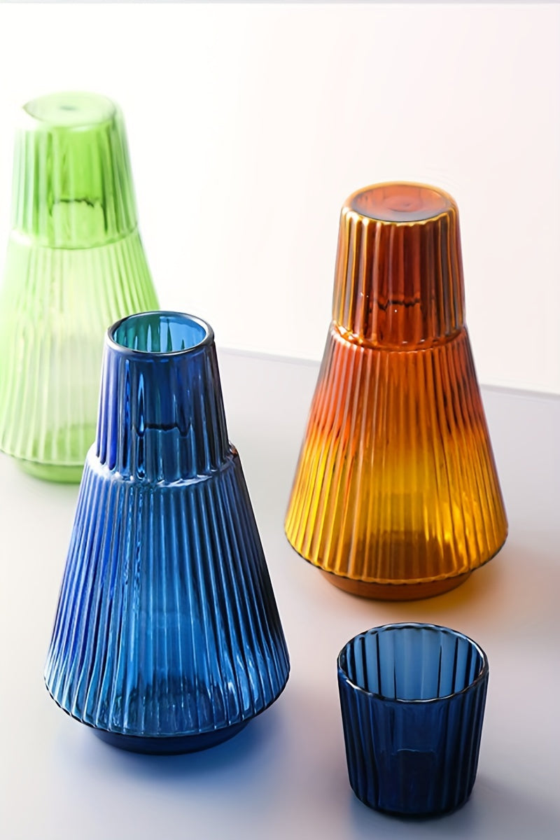 Vintage Ribbed Heat-Resistant Glass Water Pitcher - 1L