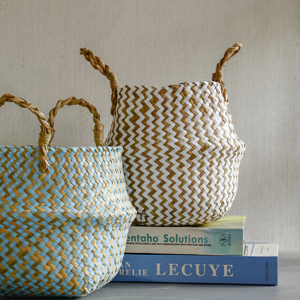 Boho Striped Wicker Storage Basket Koda Fashion & Decor