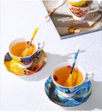Vincent Van Gogh Bone China Teacup, Saucer & Spoon Set - Koda Store - Free Shipping